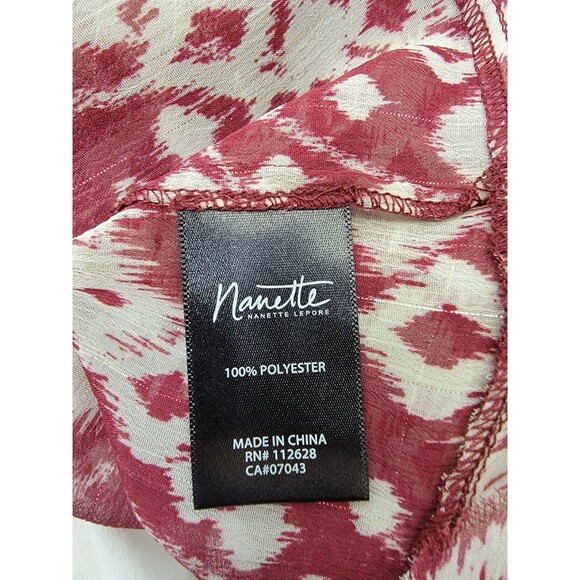 ALK Women's XS Nanette Lepore Burgundy Sheer Bell Sleeve Blouse Shirt Top EUC! - Picture 8 of 9